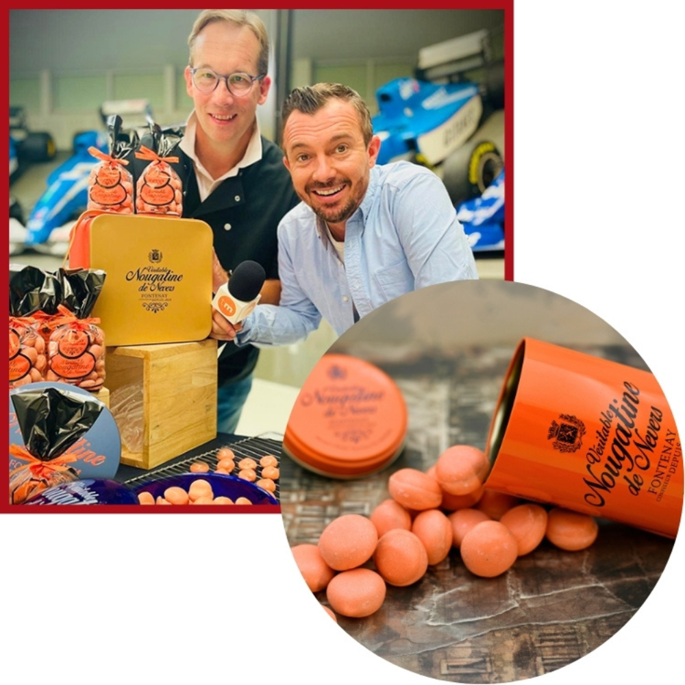 Photo d'artisans avec des nougatines de Nevers