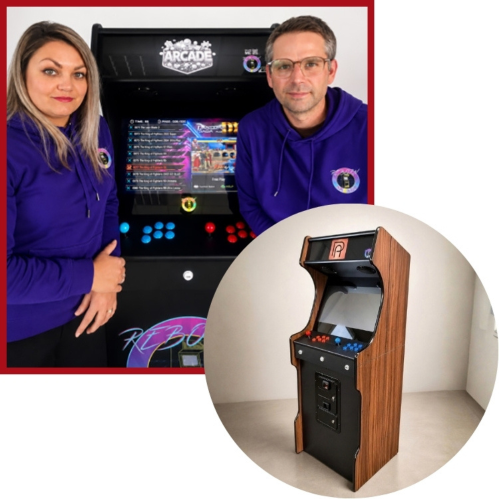 Artisan avec une borne d'arcade made in France